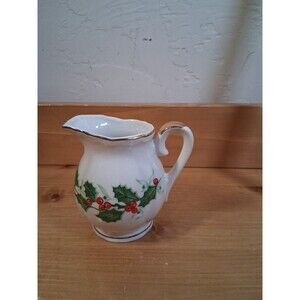 Creamer Cream Pitcher  Norcrest Fine China Holly & Berries Vintage 3.5"